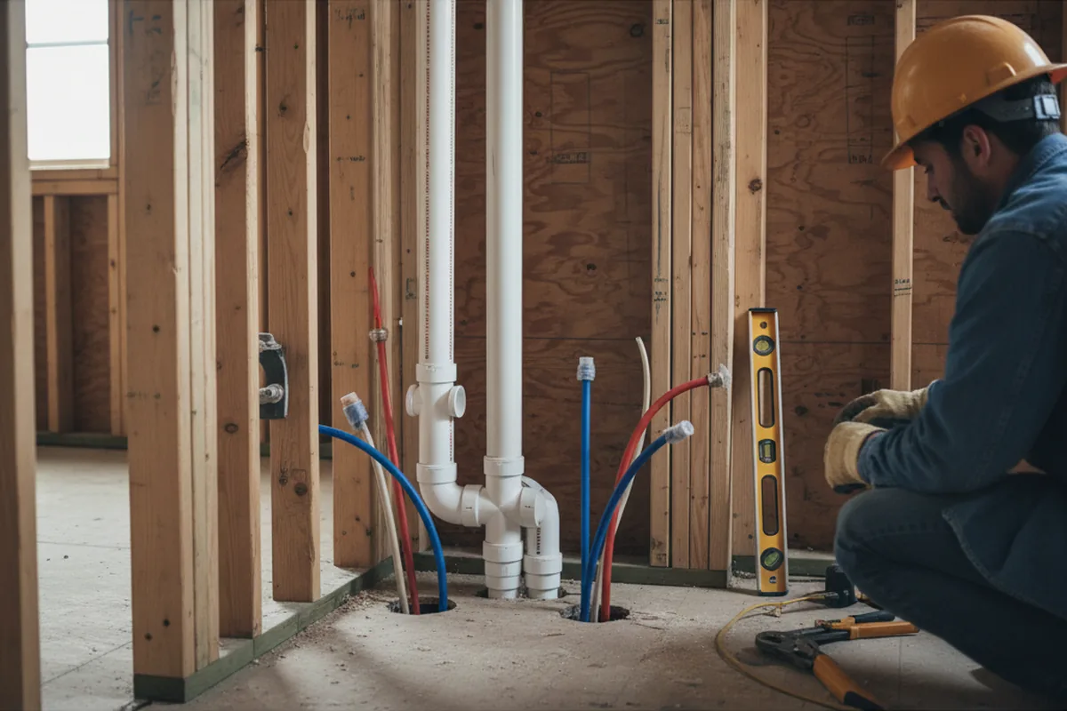 Drain and supply rough-in during Leak Detection in Breezy Point